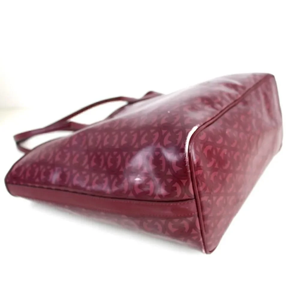 Large Michael Kors BURGUNDY COATED CANVAS LOGO SHOULDER BAG TOTE HANDBAG PURSE